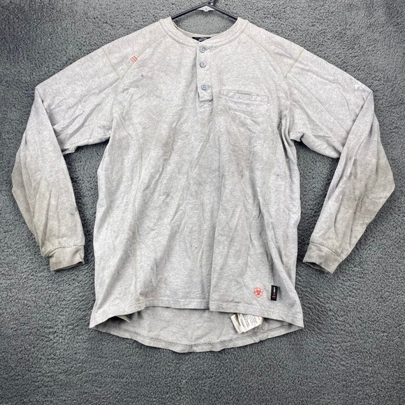 Ariat‎ FR Henley Shirt Long Sleeve Fire Resistant CAT2 Gray Small - Picture 1 of 16